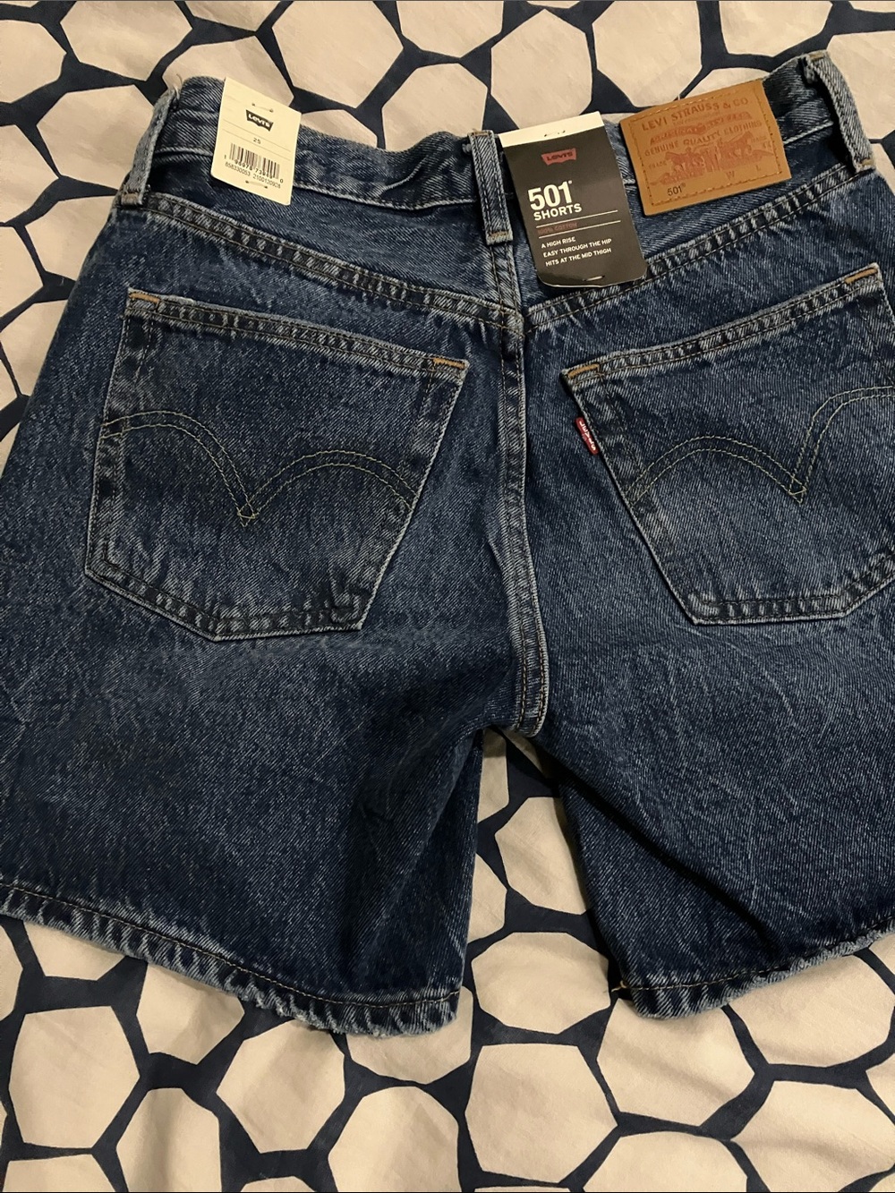 Levi's Dark Indigo High-Rise Jean Shorts 25